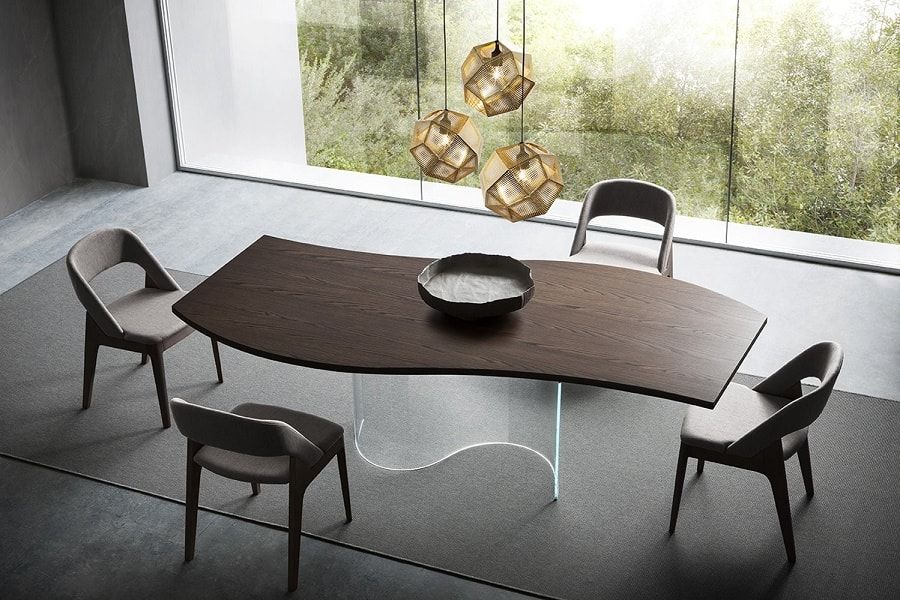 Tavolo e Sedie con Piedistallo in vetro Sala da Pranzo